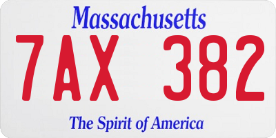 MA license plate 7AX382