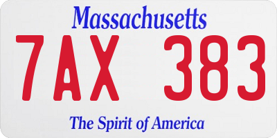 MA license plate 7AX383