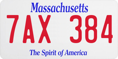 MA license plate 7AX384