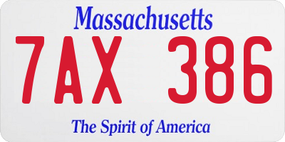 MA license plate 7AX386