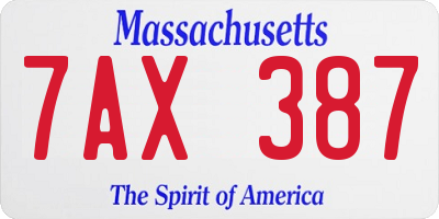 MA license plate 7AX387