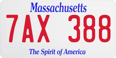 MA license plate 7AX388