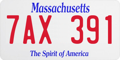 MA license plate 7AX391