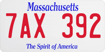 MA license plate 7AX392