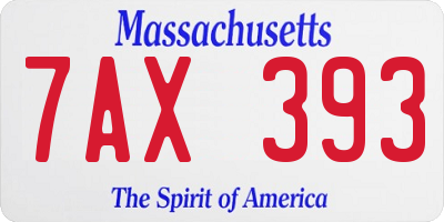 MA license plate 7AX393