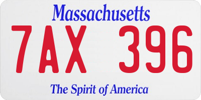 MA license plate 7AX396