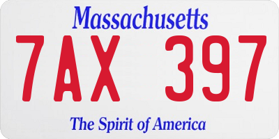 MA license plate 7AX397