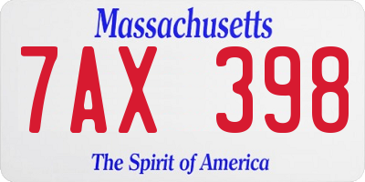 MA license plate 7AX398