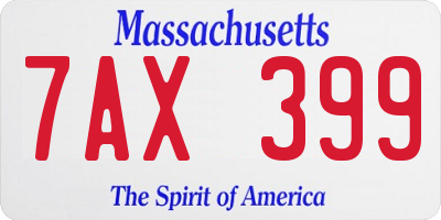 MA license plate 7AX399