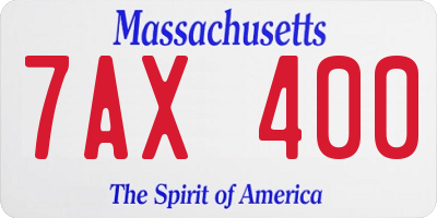 MA license plate 7AX400