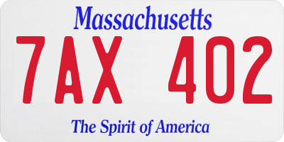 MA license plate 7AX402