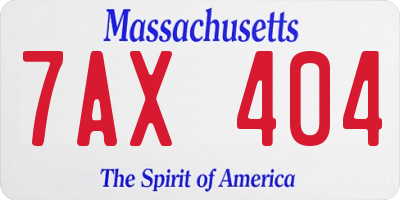 MA license plate 7AX404