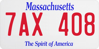 MA license plate 7AX408