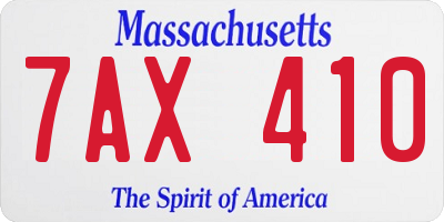 MA license plate 7AX410