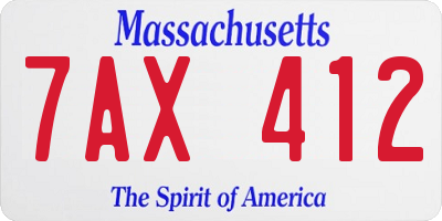 MA license plate 7AX412