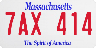 MA license plate 7AX414