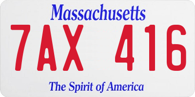 MA license plate 7AX416