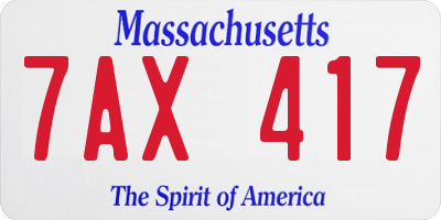 MA license plate 7AX417