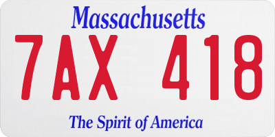 MA license plate 7AX418