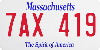 MA license plate 7AX419