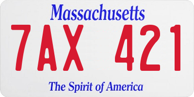 MA license plate 7AX421