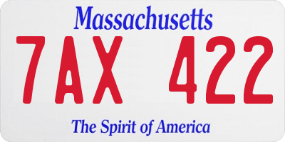 MA license plate 7AX422