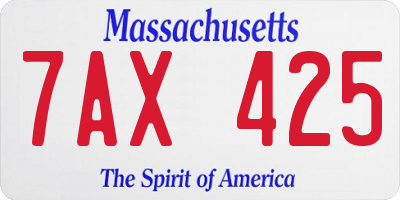 MA license plate 7AX425