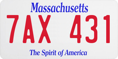 MA license plate 7AX431