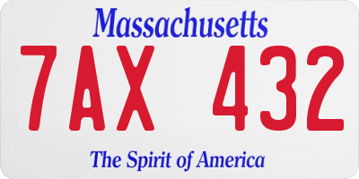 MA license plate 7AX432