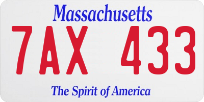 MA license plate 7AX433