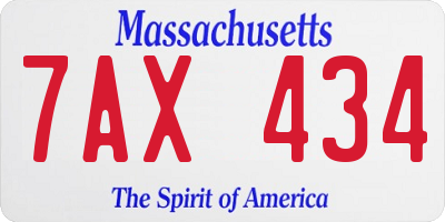 MA license plate 7AX434