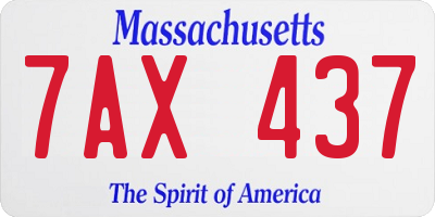 MA license plate 7AX437
