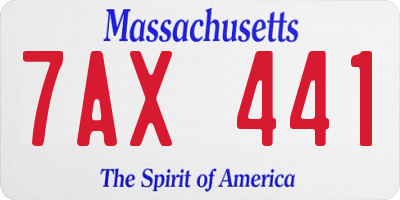 MA license plate 7AX441