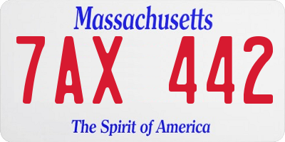 MA license plate 7AX442