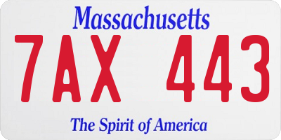 MA license plate 7AX443
