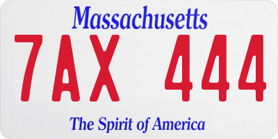 MA license plate 7AX444