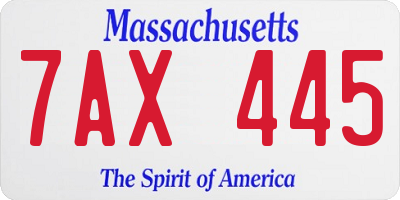 MA license plate 7AX445