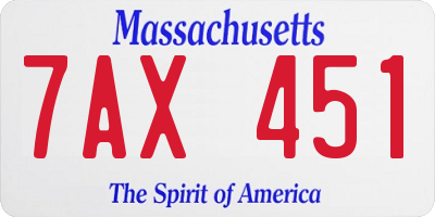 MA license plate 7AX451