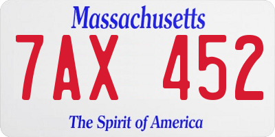 MA license plate 7AX452