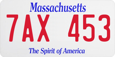 MA license plate 7AX453