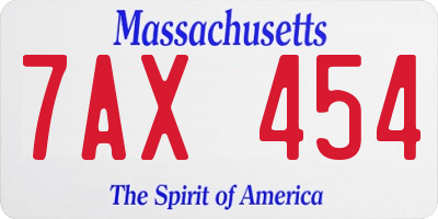 MA license plate 7AX454
