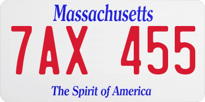 MA license plate 7AX455