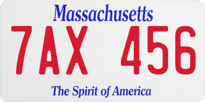 MA license plate 7AX456