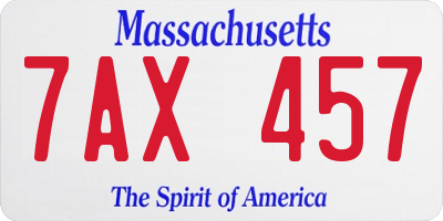 MA license plate 7AX457