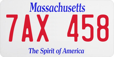 MA license plate 7AX458