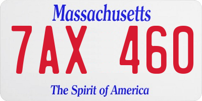 MA license plate 7AX460