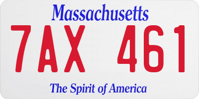 MA license plate 7AX461