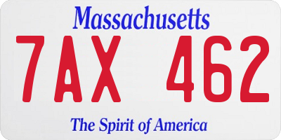 MA license plate 7AX462