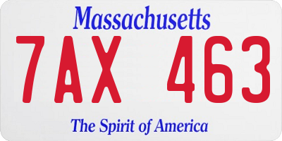 MA license plate 7AX463