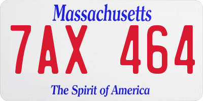 MA license plate 7AX464